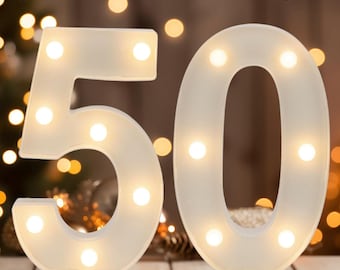 50th Birthday Decorations for Women Men, Light Up Numbers 50 for Party Table Backdrop Wall Decors, 50th Birthday Gift, Marquee Number