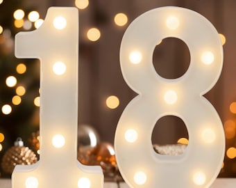 18th Birthday Light Up Numbers, Party Table Decor