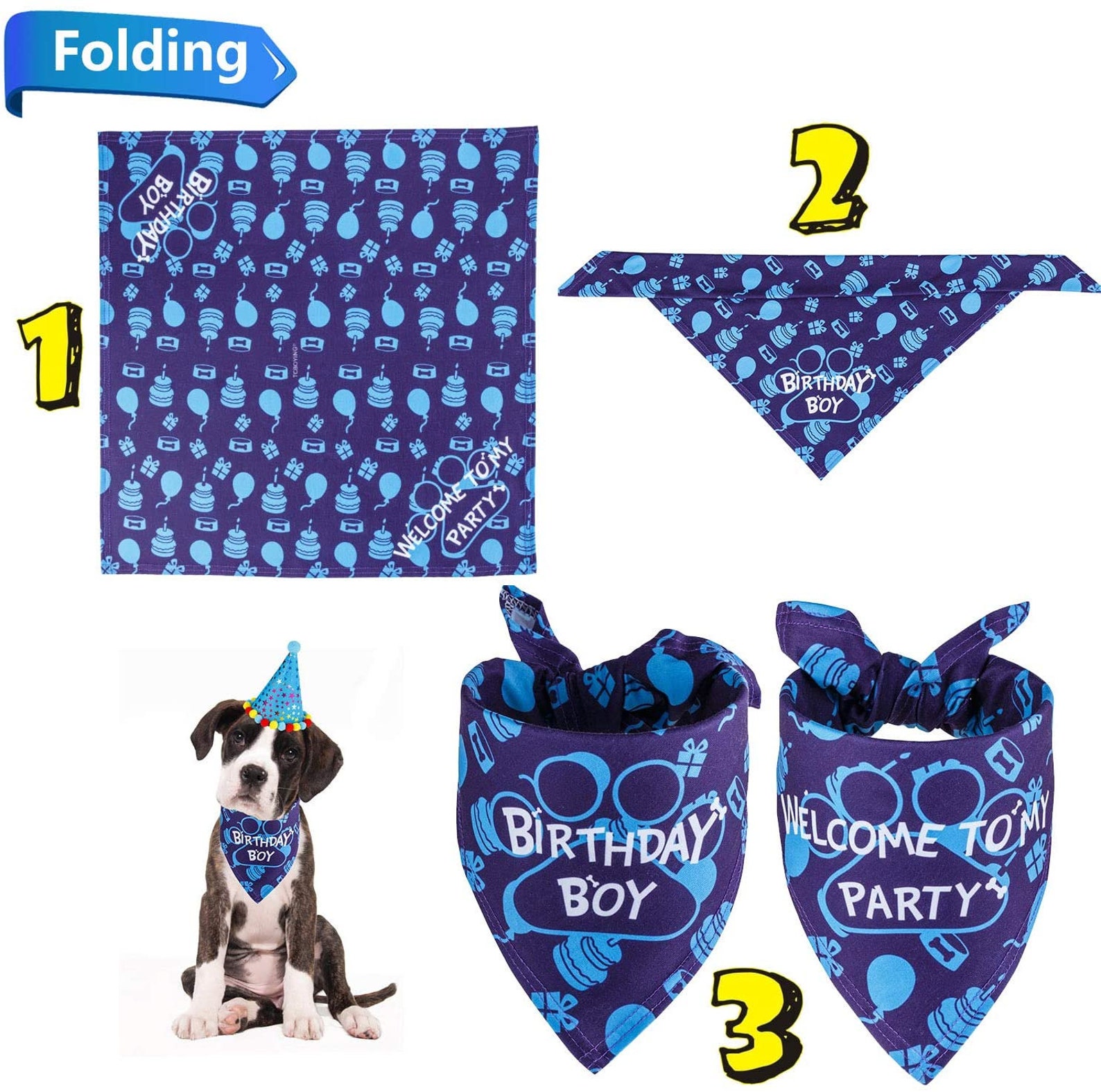 Dog Birthday Bandana Dog Birthday Boy Hat Scarfs Flag Balloon | Etsy