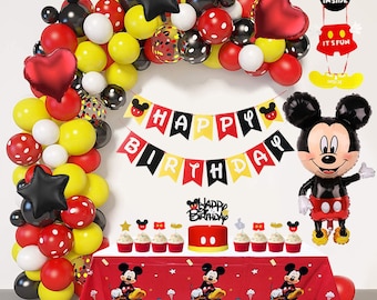 Mickey Mouse Birthday Decorations, Balloon Arch Garland kit, Happy Birthday Banner 45 Inch Giant Jumbo Mickey Mouse foil balloon