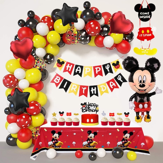 Decoraciones de cumpleaños de Mickey Mouse, kit de guirnalda de
