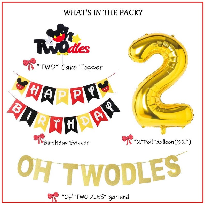 Mickey Mouse Party Supplies Boys 2nd Twodles Birthday Party Etsy