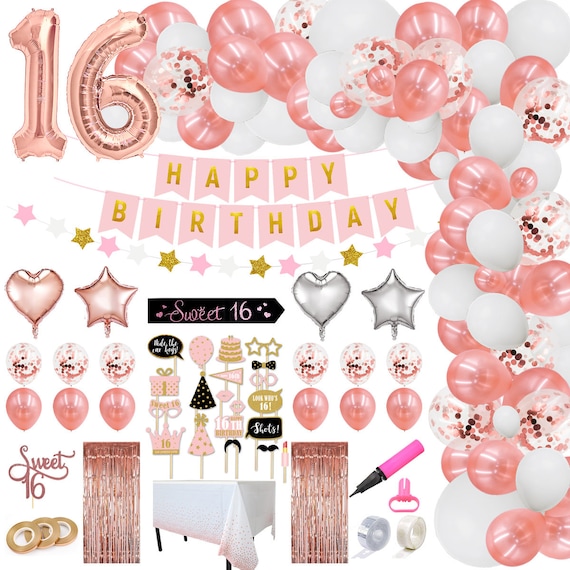Rose Gold 16th Birthday Party Decorations Balloons Party 16th - Etsy