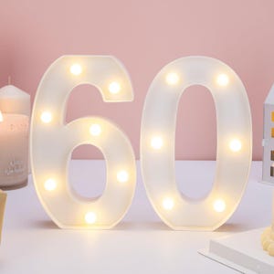 Light Up Number 60, Birthday Party Decor, Reusable Marquee Sign image 4