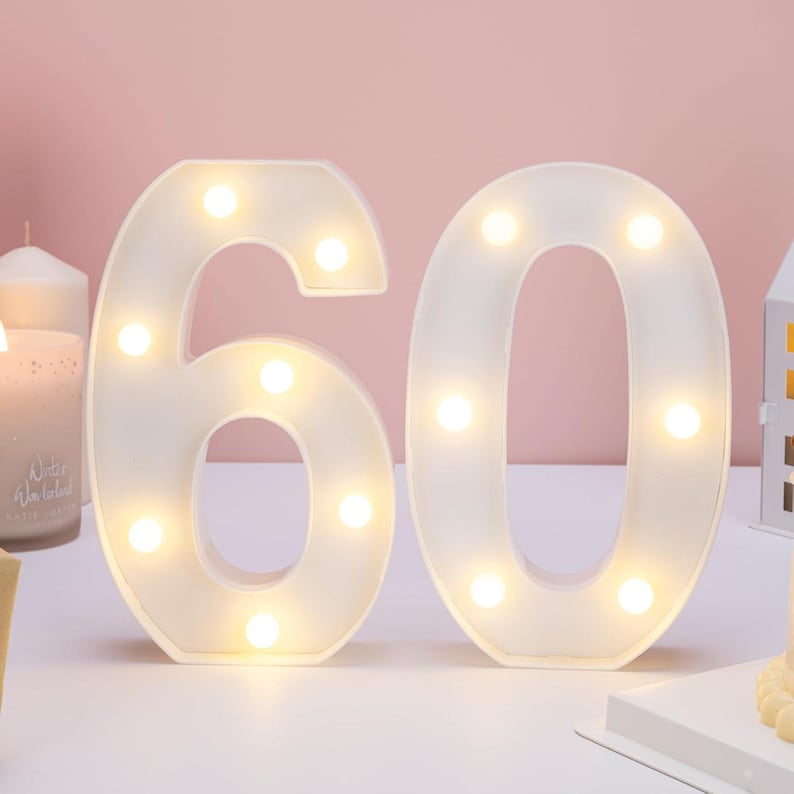Light Up Number 60, Birthday Party Decor, Reusable Marquee Sign image 4