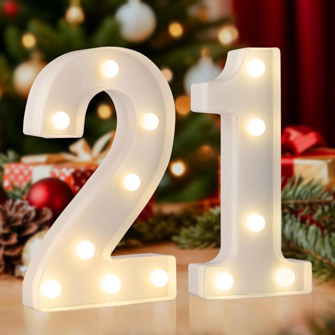 Light up Number 21 Marquee Sign, Birthday Party Decoration, Battery ...