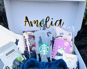 CAT HAMPER | kitten | Starbucks cup | Luxury | Iced coffee | Gift basket | Reusable tumbler | Get well soon gift | Birthday |  Cat lover