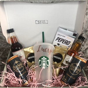 PERSONALISED STARBUCKS Iced COFFEE Kit hamper Reusable Cup Gift Basket Iced  Coffee Birthday Get Well Soon Gift Christmas Gift 