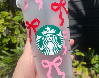 BOW STARBUCKS CUP | Cold cup | Iced coffee | Cute | Drinkware | Gift | Present | Birthday | 24oz | Croquette | Bows | Aesthetic | Homeware |