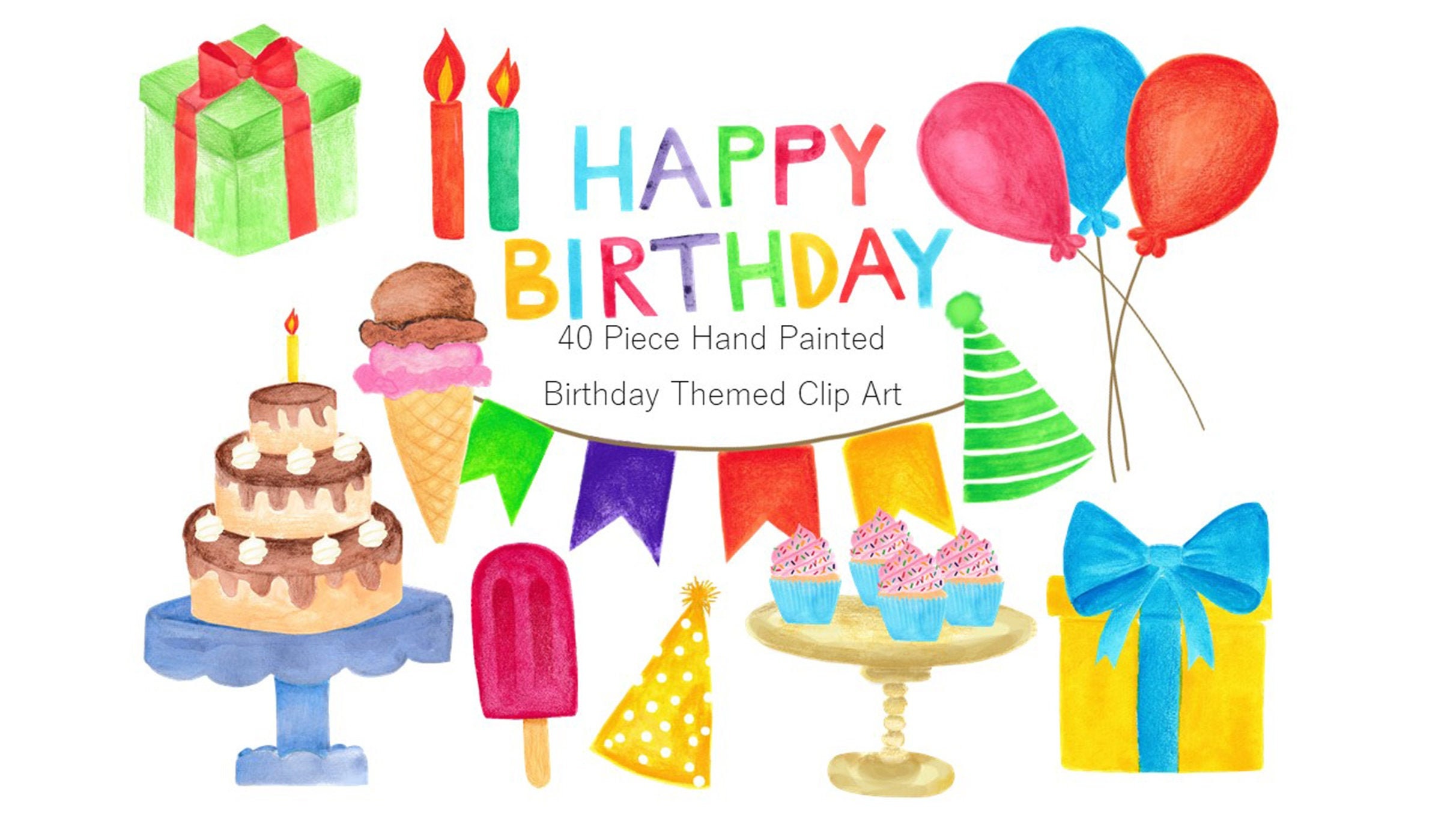 Geburtstag-ClipArt. Alles Gute zum Geburtstag Clipart Kuchen | Etsy