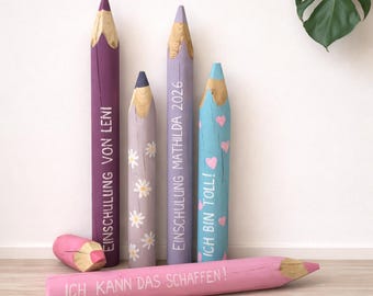 XXL Buntstifte aus Holz für Einschulung | Deko Fotohintergrund für Fotosession | Foto-Requisite | Deko für die Einschulung | personalisiert