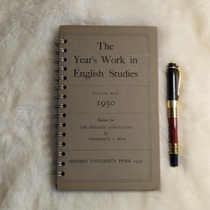 Upcycled Notebook ~ 1950 English Studies ~ Handmade Spiral Bound Notebook