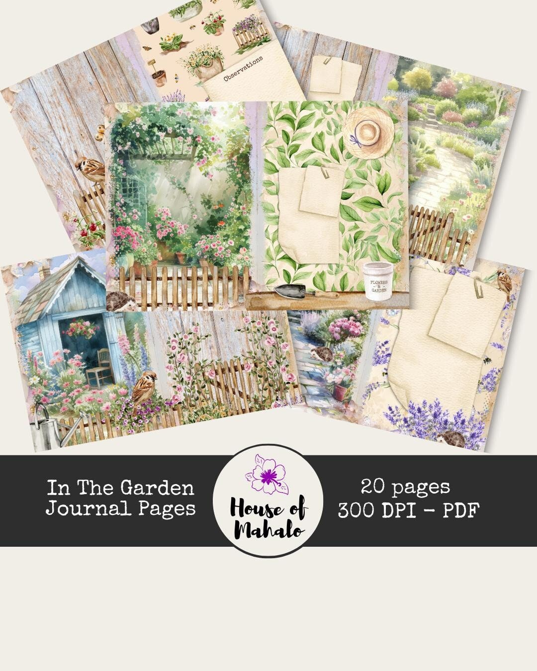 Garden Junk Journal Kit: Printable Gardening Papers (digital Download ...