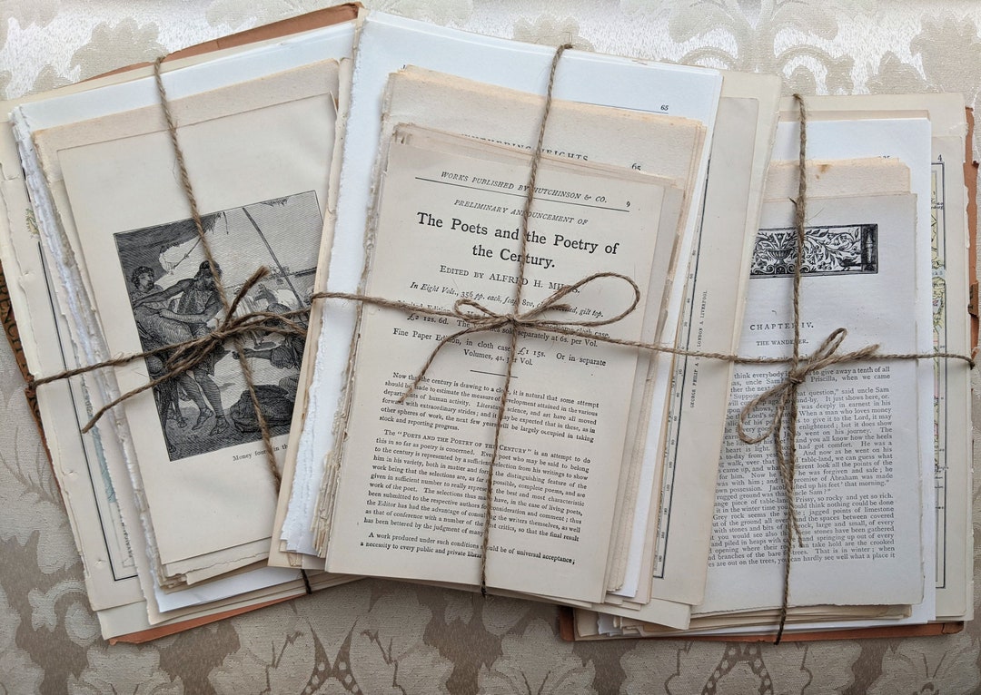 50+ Vintage Book Pages: Mystery Paper Pack for Junk Journals and ...