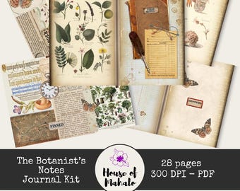 Botanical Junk Journal Kit - 28 bedruckbare Papiere