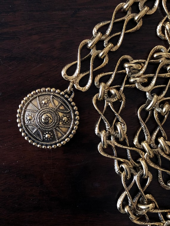 Vintage Chanel gold plated double chain belt