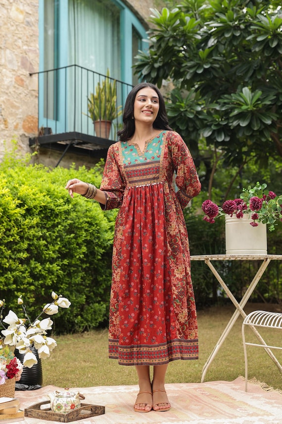 chinese dress ladies Classic Cotton Elegance A-Line Midi Dress L main image 1