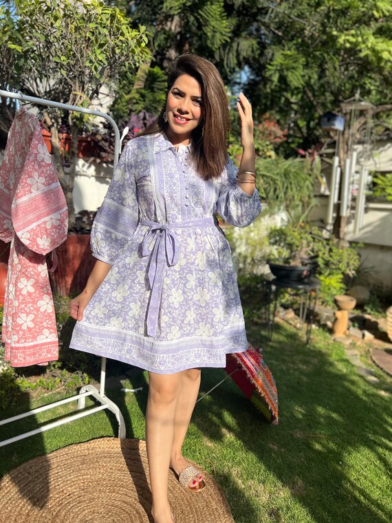 light purple floral dress Simone Lavender Tiered Midi Medium / Lavender this enchanting gown features delicate spaghetti straps and a sweeping voluminous tulle skirt Hand Block Printed Mini Dress