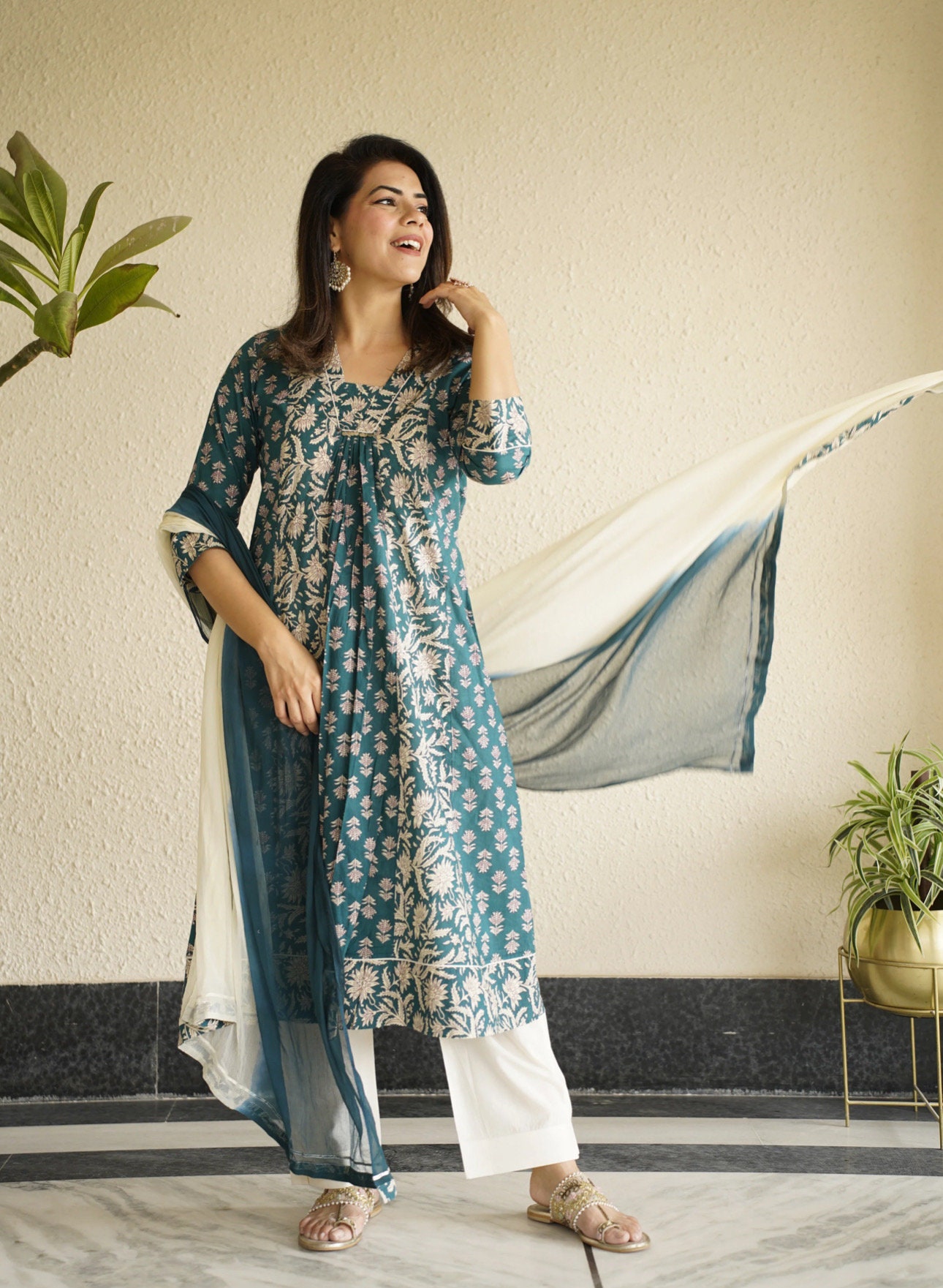 V Neck Salwar Suit - Etsy