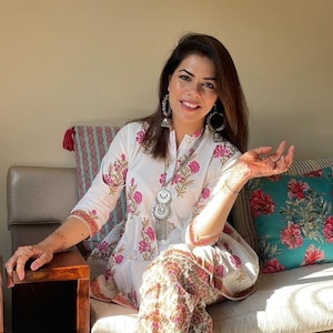 Handblock Print Pure Cotton Day Wear set/ Co-ord set/ HandBlock Print Top and Trouser Set/ Summer wear/ cotton Kurti /Handmade in INDIA