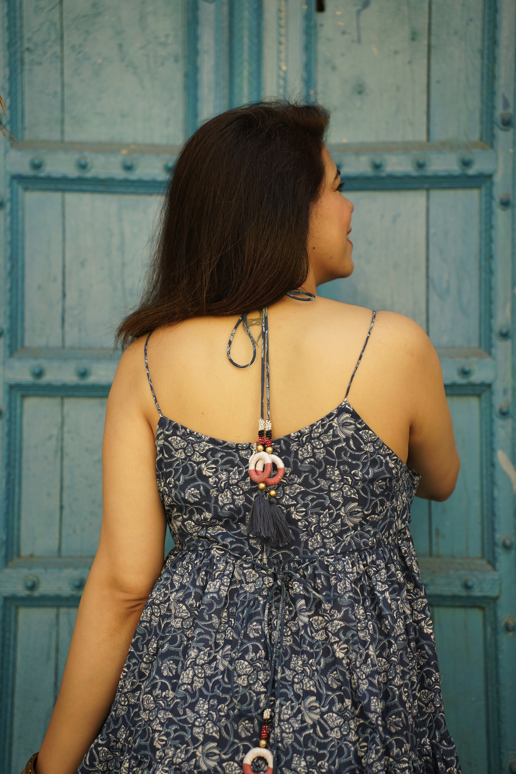 indigo collection pure cotton block print maxi dress Veda Maxi Dress