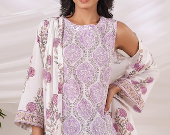 Handblock Gedruckt Baumwolle Top & Jacke Set: Boho Chic Floral Co-ord