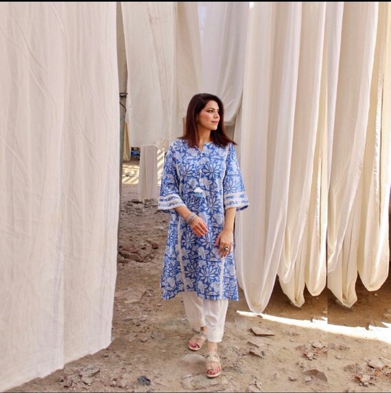 Short Kurti For Women | Hand Block Print Cotton | Shobitam Made To Ord