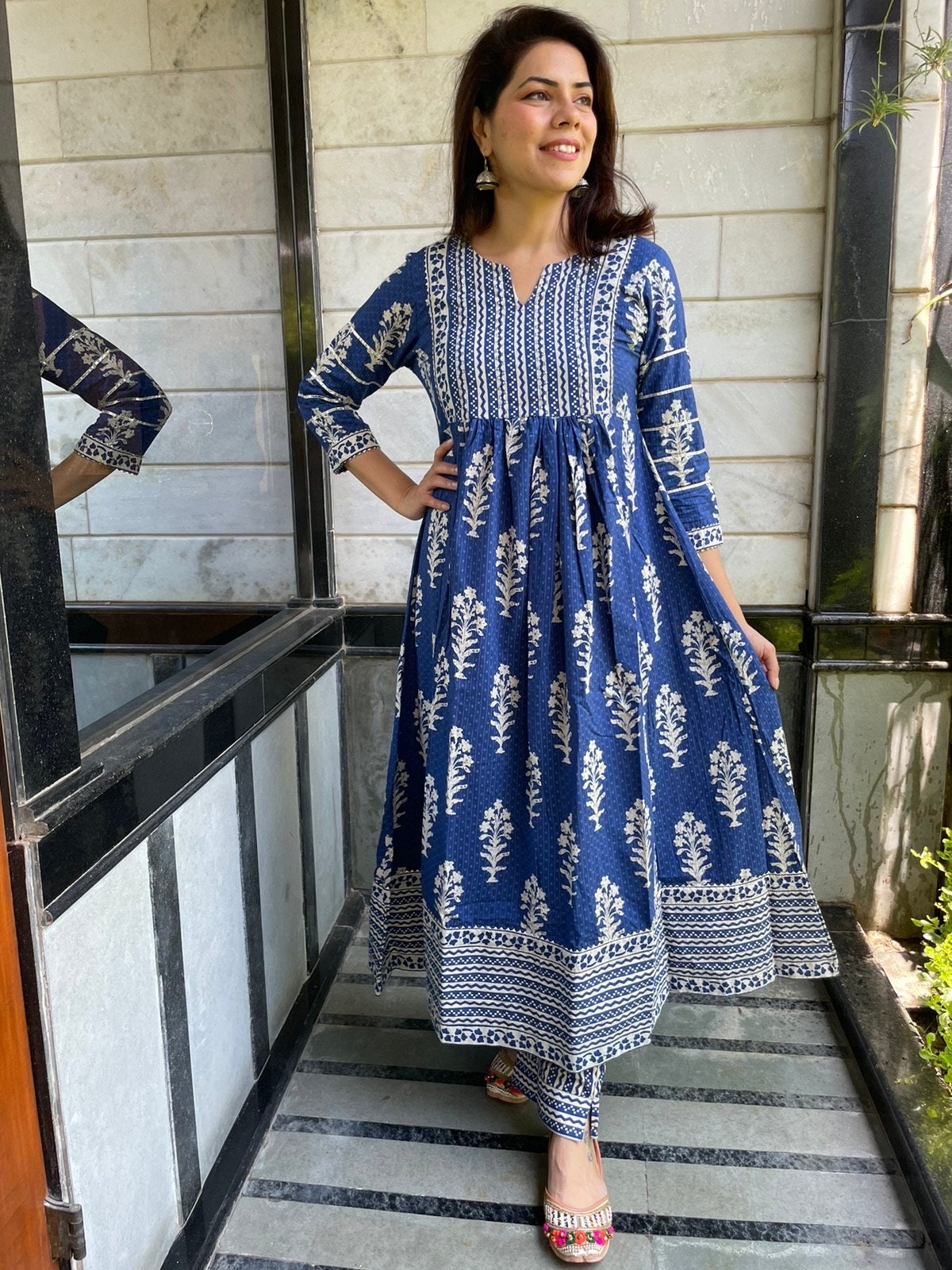 Buy Navy Blue Printed Kurta Online - Shop for W