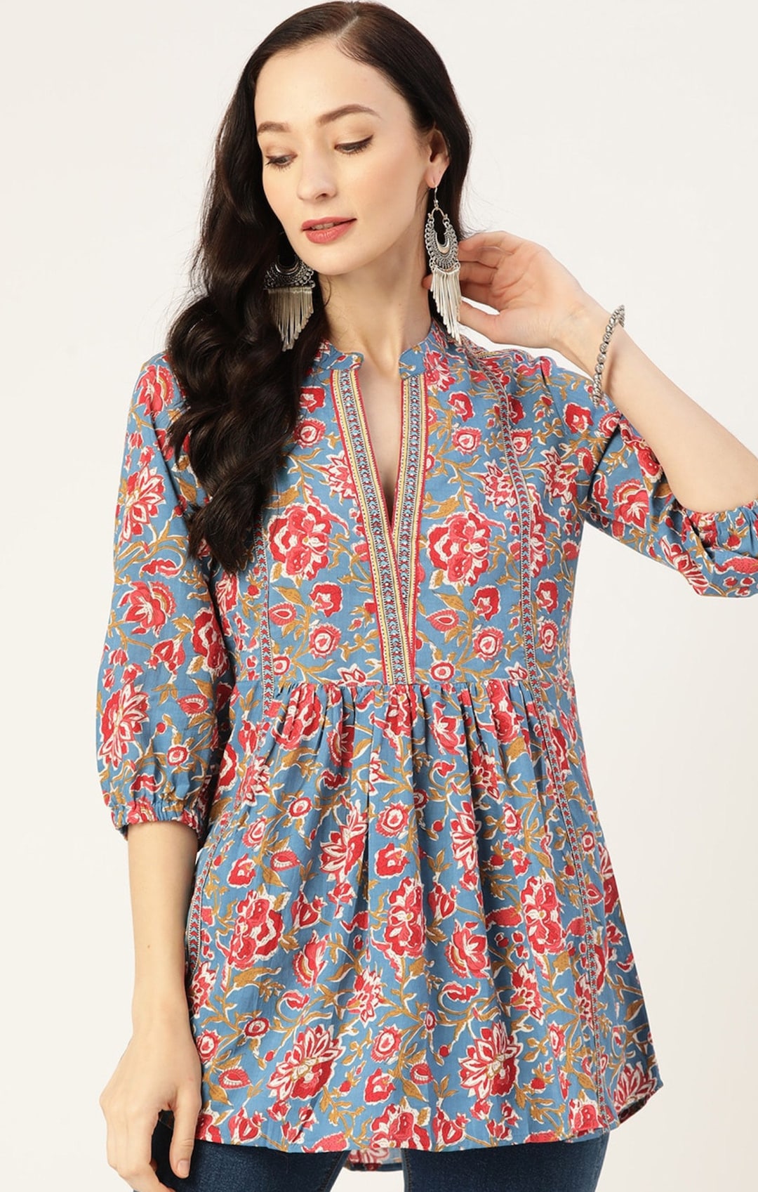 ☆KIRSH☆ Collection Cotton Hairpin Blue Baby Girl Mushroom Print Long-Sleeve Cotton Dress - Blue