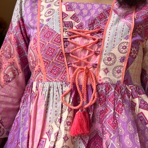 Hand block print Women&#39;s Cotton Top|Indian Cotton Women’s kurti|Jaipuri Print Purple & Pink Floral Short Kurti top|Handmade in India