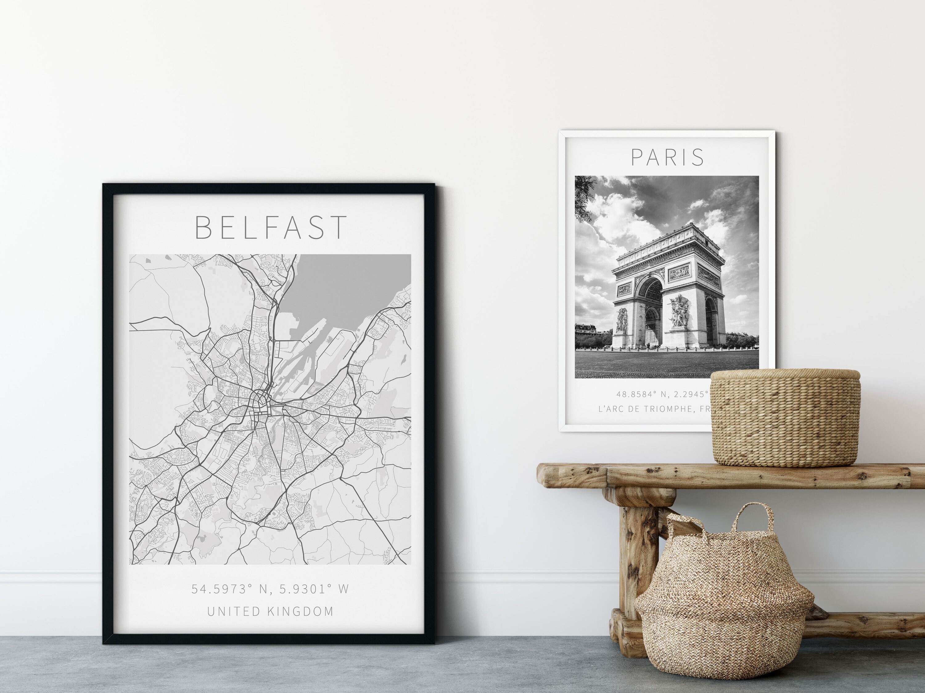 Belfast Framed Map Art Wall Print Northern Ireland Art Etsy