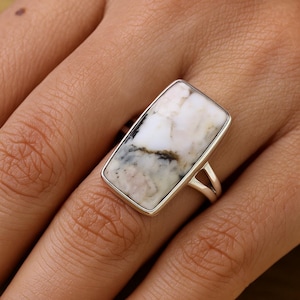 Witte buffelring 925 sterlingzilver Boho Southwest sieraden handgemaakt cadeau