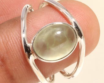 Prehnite Ring, 925 Sterling Silver Ring, Oval Gemstone Ring, Minimalist Jewelry, Bohemian Ring, Handmade Ring, All Ring Size Available