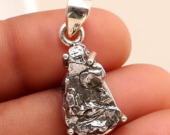 Campo Del Cielo Meteorite Pendant 925 Sterling Silver Celestial Jewelry