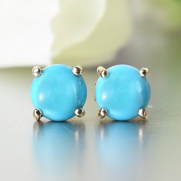 925 Sterling Silver, Natural Turquoise Studs Earrings, Handmade Jewelry, Minimalist Jewelry
