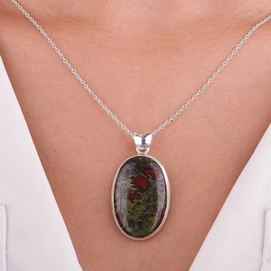 925 Sterling Silver, Natural Bloodstone Necklace, Handmade Jewelry, Gift For Her, Unique Jewelry, Gift For Mom