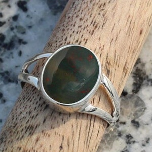 925 Sterling Silver, Natural Bloodstone Ring, Handmade Jewelry, Unique Gemstone Oval Ring, Promise Ring