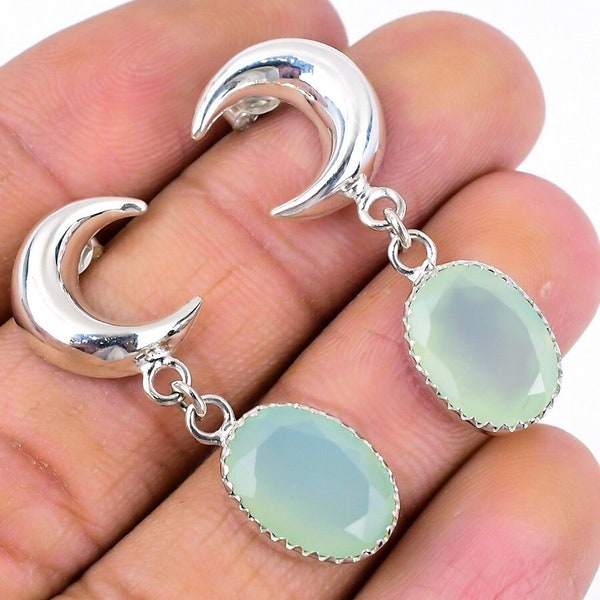 Natural Aqua Chalcedony, 925 Sterling Silver Earrings, Handmade Jewelry, Gift For Mom, Birthday Gift