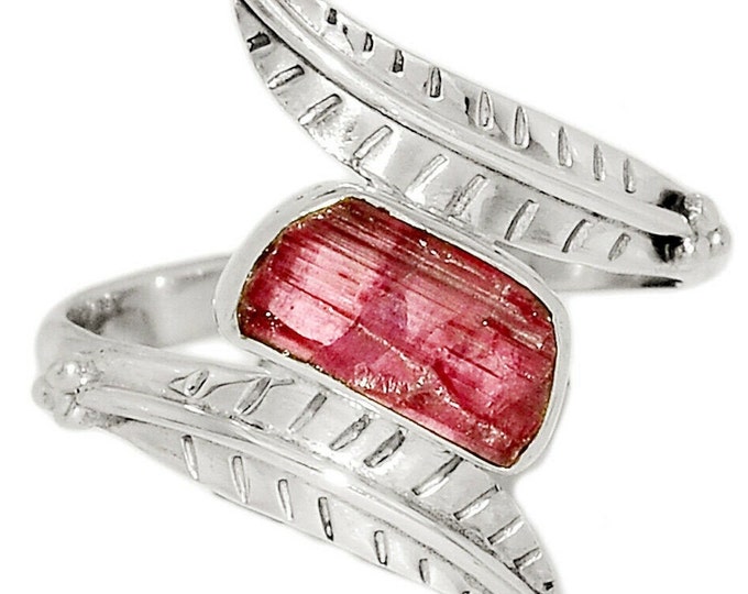 Pink Tourmaline Rough Natural Gemstone 925 Solid Sterling Silver Handmade Ring