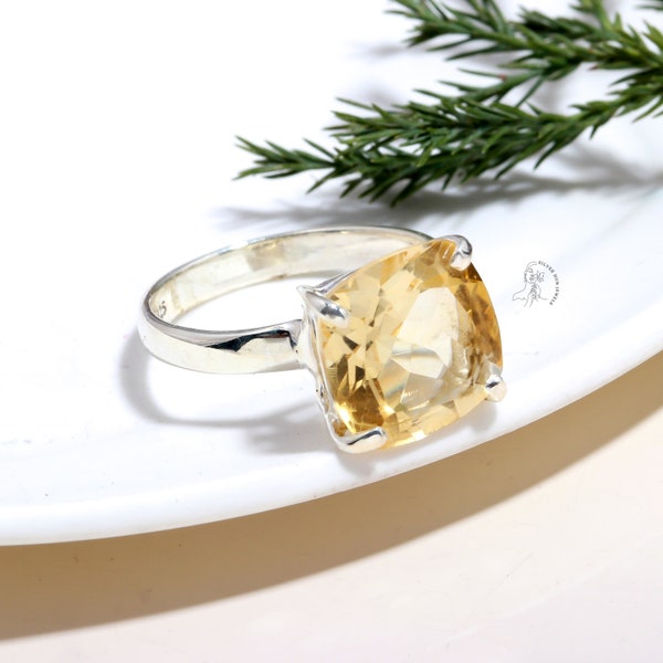 100% natürlicher Citrin Ring, Edelstein Ring, Gelb Statement Ring, 925 Sterling Silber Schmuck, Geburtstagsgeschenk, Ring für den besten Freund