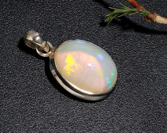 Valuable Ethiopian Opal Pendant, Gemstone Pendant, White Pendant, 925 Sterling Silver Jewelry, Birthday Gift, Pendant For Brides Maid