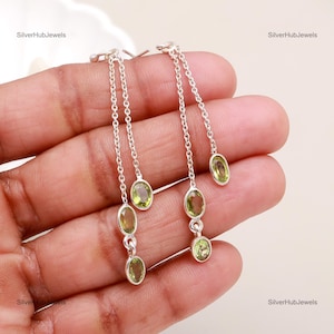 Exquisite Peridot Earrings, Green Gemstone Earrings, Drop & Dangle Earrings, 925 Sterling Silver Jewelry, Anniversary Gift, Earrings For Her