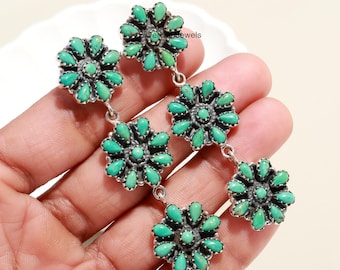 Natural Turquoise Earrings 925 Sterling Silver Southwestern Jewelry Boho Chic