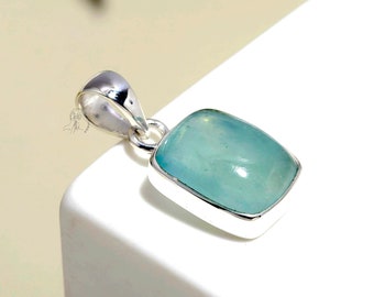 Remarkable Aquamarine Pendant, Gemstone Pendant, March Birthstone Pendant, 925 Sterling Silver Jewelry, Engagement Gift, Pendant For Mother