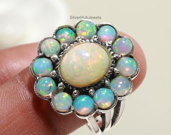 Ethiopian Opal Ring Silver | 925 Sterling Silver Jewelry UK