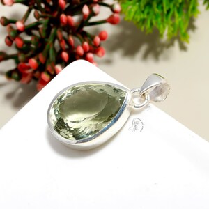 Precious Green Amethyst Pendant, Pear Gemstone Dainty Pendant, 925 Sterling Silver Minimalist Jewelry, Engagement Gift, Pendant For Sister