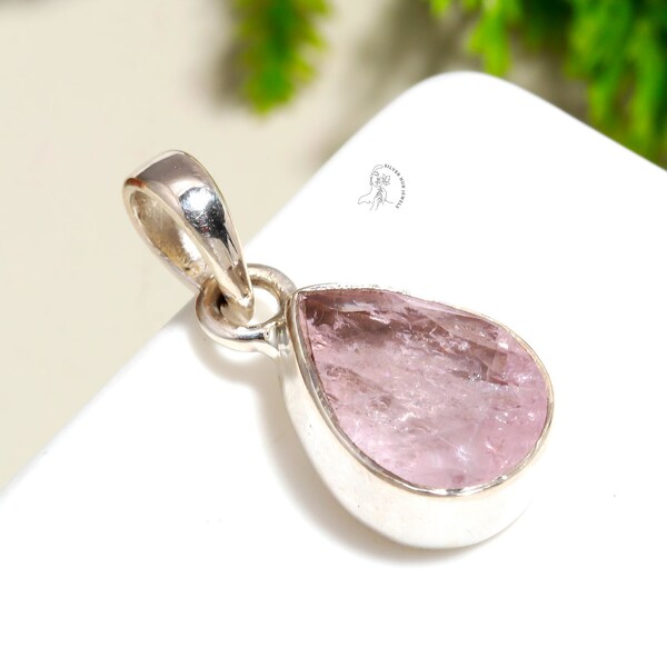 100% Natural Morganite Pendant, Gemstone Pendant, Pink Pendant, 925 Sterling Silver Jewelry, Wedding Gift, Pendant For Best Friend