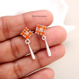Exquisite Carnelian Earrings, Orange Gemstone Earrings, Drop & Dangle Earrings, 925 Sterling Silver Jewelry, Wedding Gift, Earrings For Her