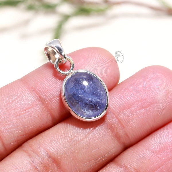 Natural Tanzanite Dainty Pendant, 925 Sterling Silver Pendant, Blue Gemstone Pendant, Unique Jewelry, Anniversary Gift, Pendant For Mother