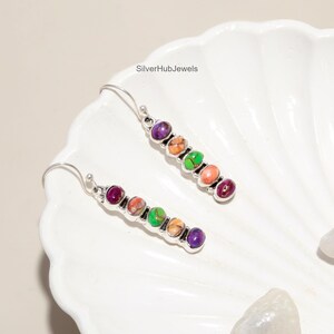 Thanksgiving Earring, Turquoise Genuine, Drop Earrings Silver